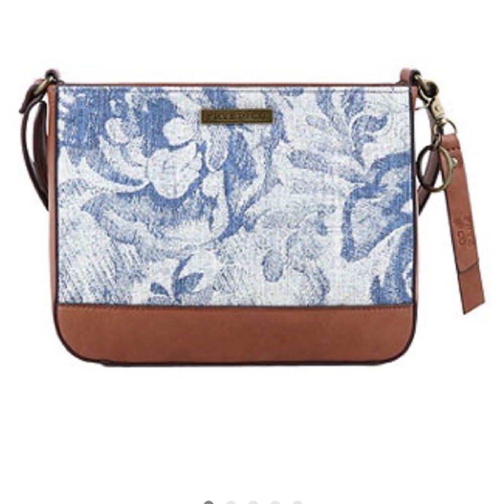 ❤️Frye and company floral Blue and Brown Crossbody Bag❣️ - Picture 2 of 7